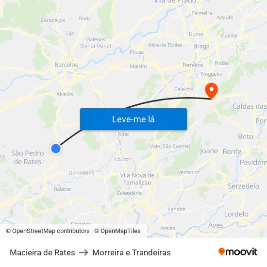 Macieira de Rates to Morreira e Trandeiras map