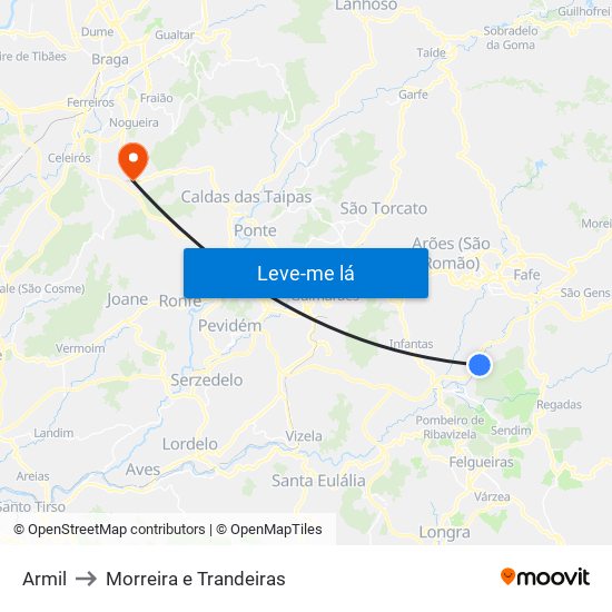 Armil to Morreira e Trandeiras map