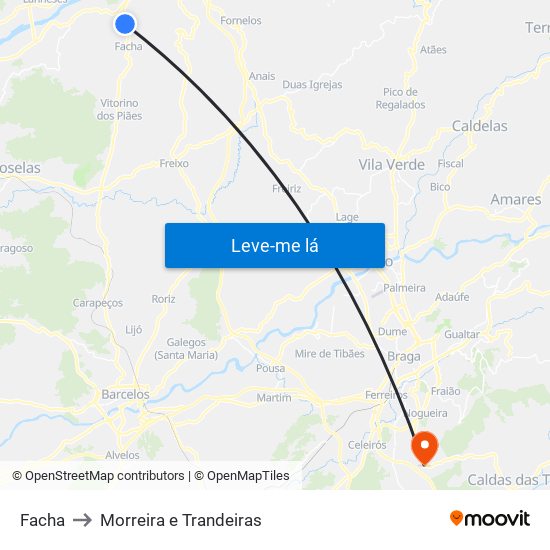 Facha to Morreira e Trandeiras map