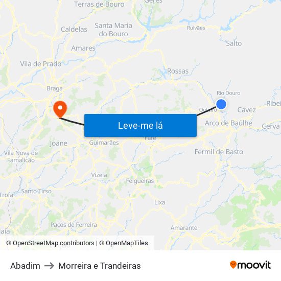 Abadim to Morreira e Trandeiras map