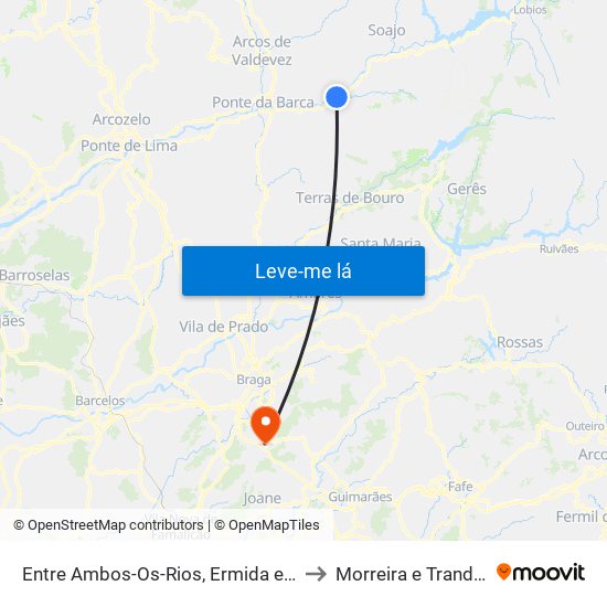 Entre Ambos-Os-Rios, Ermida e Germil to Morreira e Trandeiras map