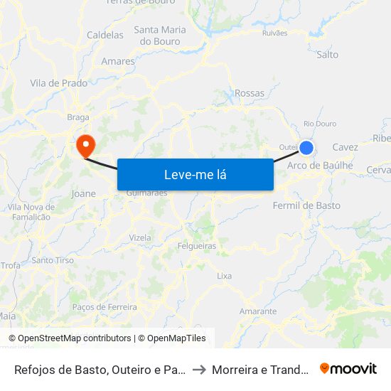 Refojos de Basto, Outeiro e Painzela to Morreira e Trandeiras map