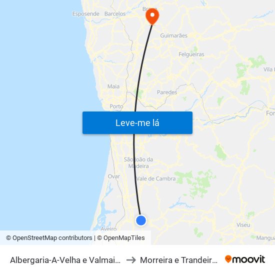 Albergaria-A-Velha e Valmaior to Morreira e Trandeiras map