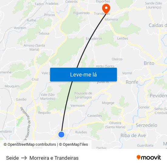 Seide to Morreira e Trandeiras map