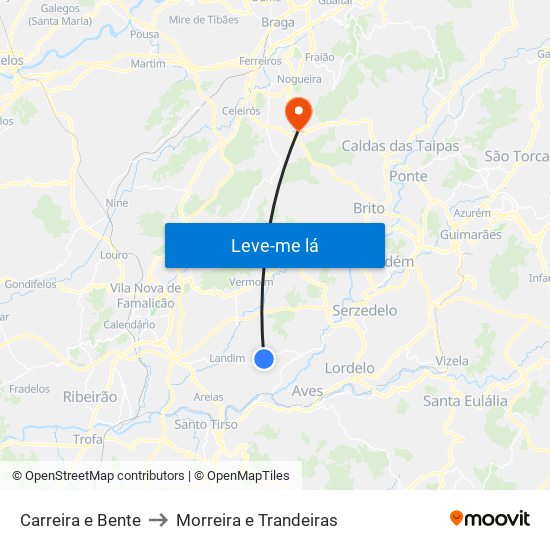 Carreira e Bente to Morreira e Trandeiras map