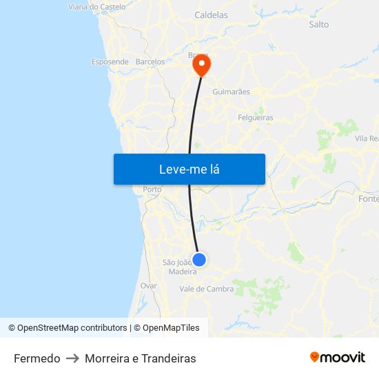 Fermedo to Morreira e Trandeiras map