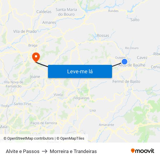 Alvite e Passos to Morreira e Trandeiras map