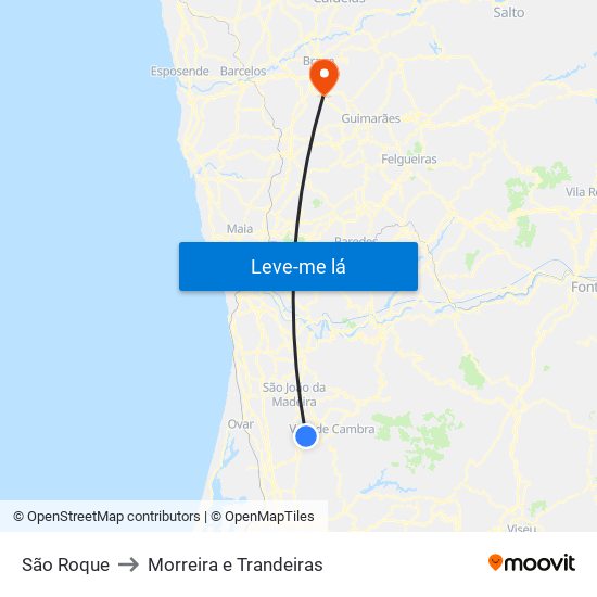 São Roque to Morreira e Trandeiras map