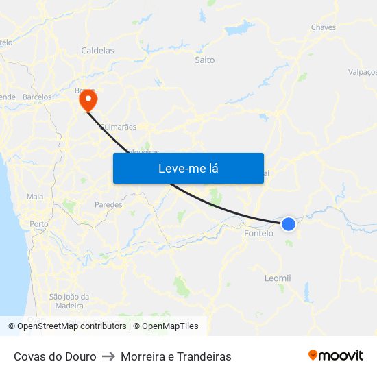 Covas do Douro to Morreira e Trandeiras map