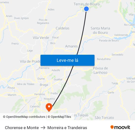 Chorense e Monte to Morreira e Trandeiras map