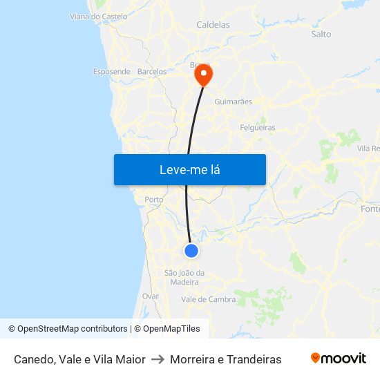 Canedo, Vale e Vila Maior to Morreira e Trandeiras map