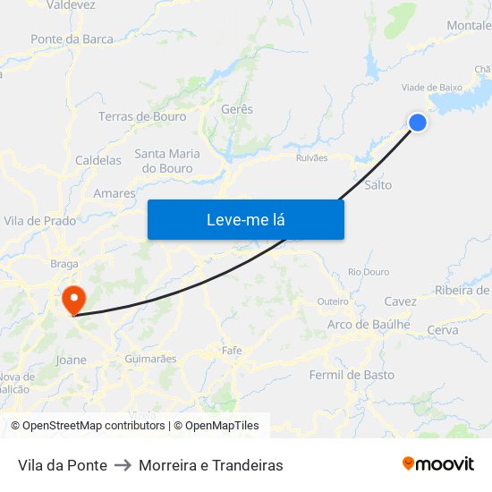 Vila da Ponte to Morreira e Trandeiras map