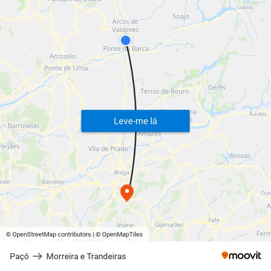 Paçô to Morreira e Trandeiras map