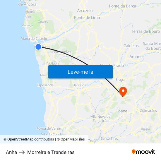 Anha to Morreira e Trandeiras map