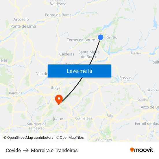 Covide to Morreira e Trandeiras map