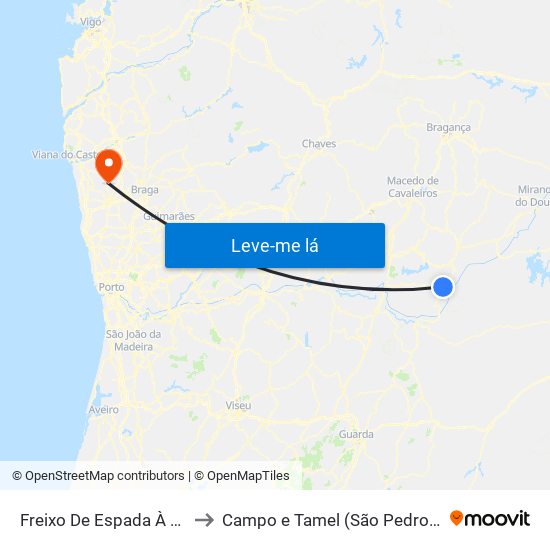 Freixo De Espada À Cinta to Campo e Tamel (São Pedro Fins) map