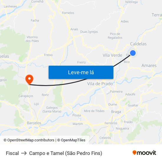 Fiscal to Campo e Tamel (São Pedro Fins) map
