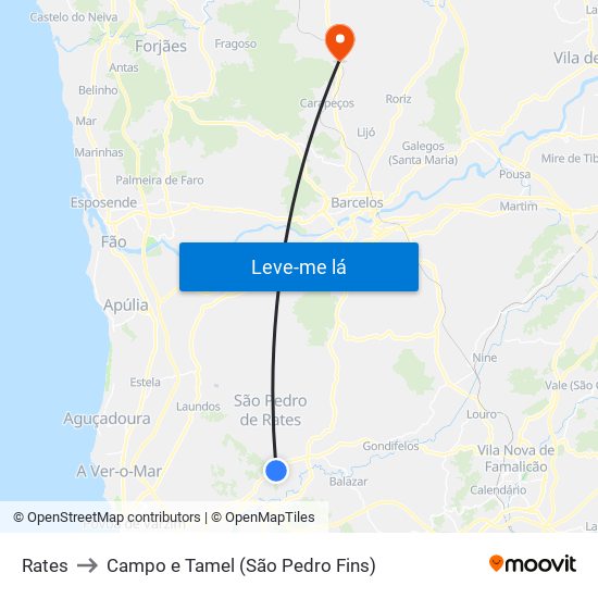 Rates to Campo e Tamel (São Pedro Fins) map