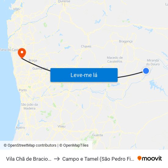 Vila Chã de Braciosa to Campo e Tamel (São Pedro Fins) map