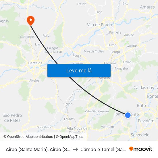 Airão (Santa Maria), Airão (São João) e Vermil to Campo e Tamel (São Pedro Fins) map