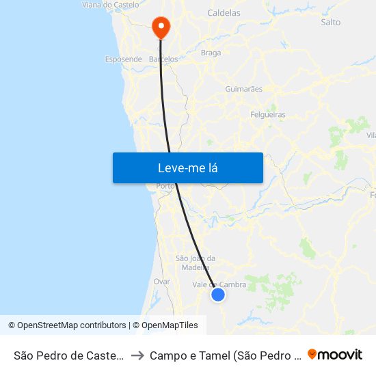 São Pedro de Castelões to Campo e Tamel (São Pedro Fins) map