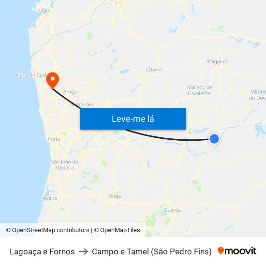 Lagoaça e Fornos to Campo e Tamel (São Pedro Fins) map