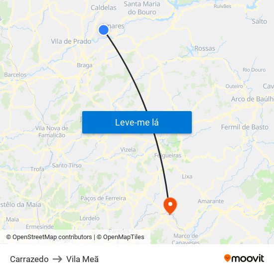 Carrazedo to Vila Meã map