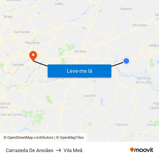 Carrazeda De Ansiães to Vila Meã map