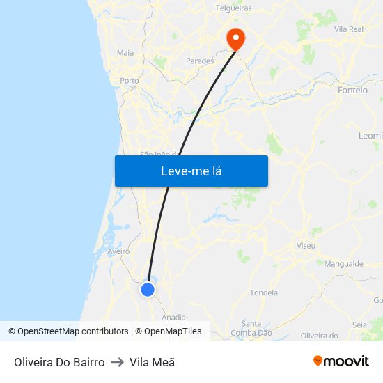Oliveira Do Bairro to Vila Meã map