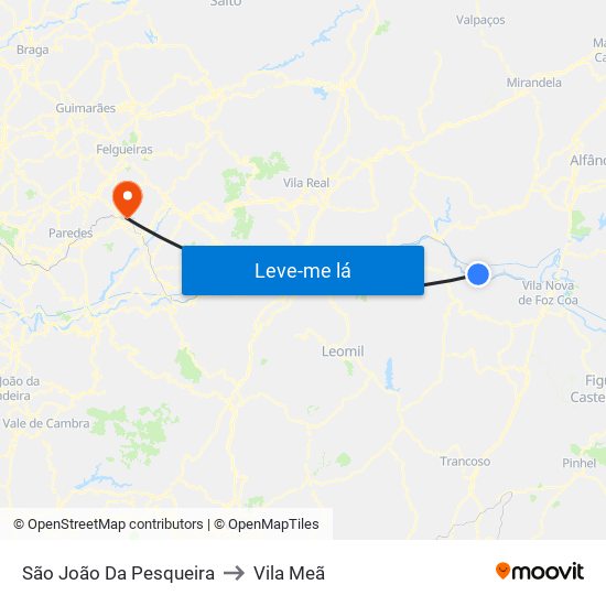 São João Da Pesqueira to Vila Meã map