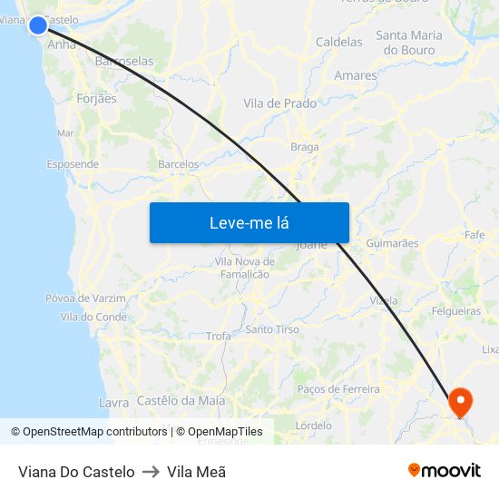 Viana Do Castelo to Vila Meã map