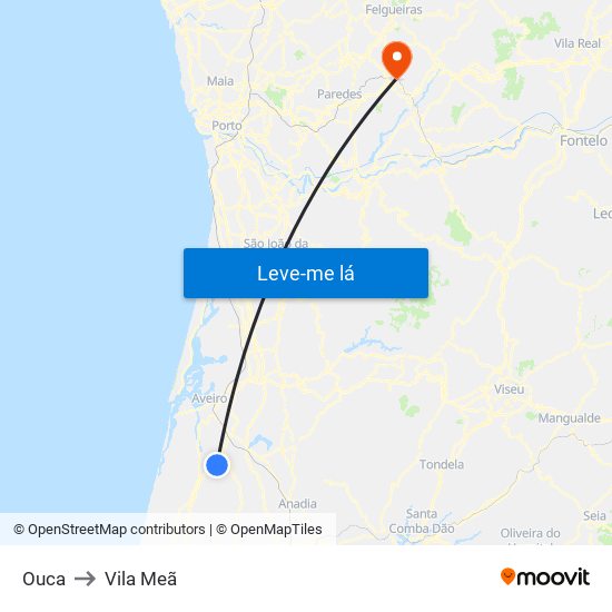 Ouca to Vila Meã map