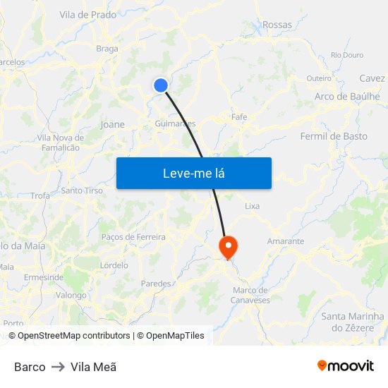 Barco to Vila Meã map