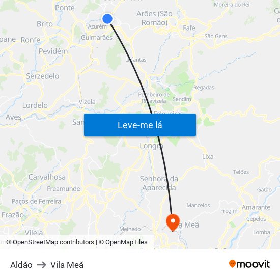 Aldão to Vila Meã map