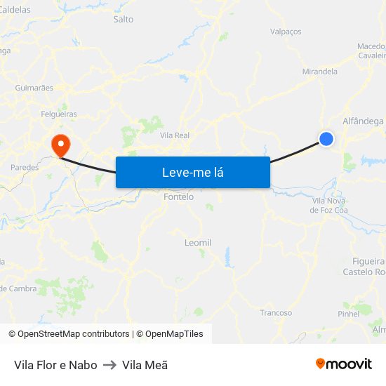 Vila Flor e Nabo to Vila Meã map