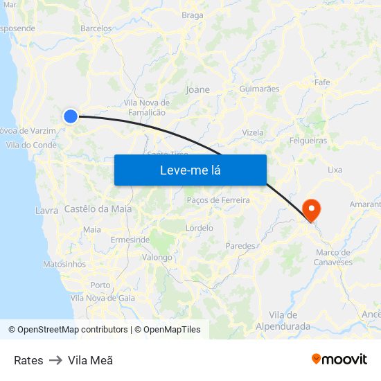 Rates to Vila Meã map