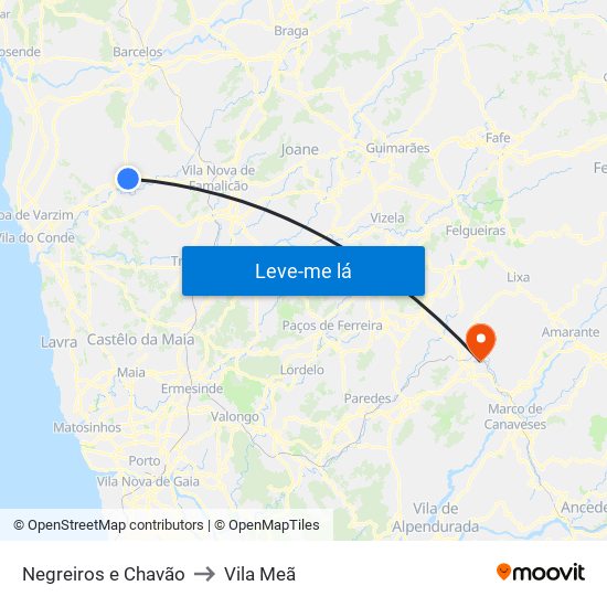 Negreiros e Chavão to Vila Meã map