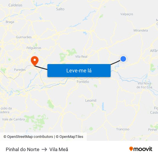 Pinhal do Norte to Vila Meã map
