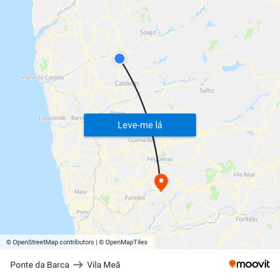 Ponte da Barca to Vila Meã map