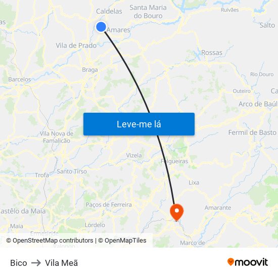 Bico to Vila Meã map