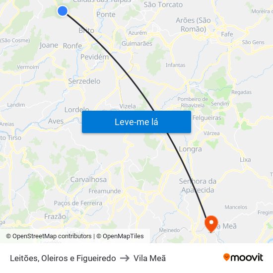 Leitões, Oleiros e Figueiredo to Vila Meã map