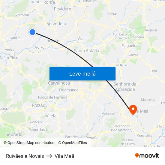 Ruivães e Novais to Vila Meã map