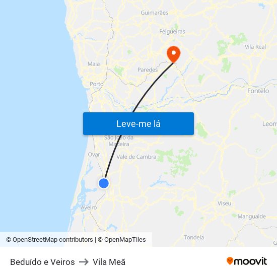 Beduído e Veiros to Vila Meã map