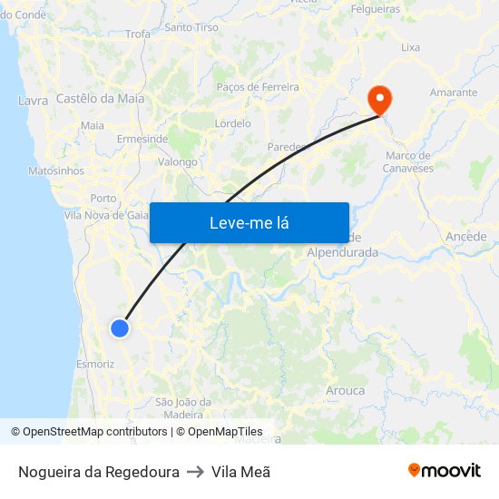Nogueira da Regedoura to Vila Meã map