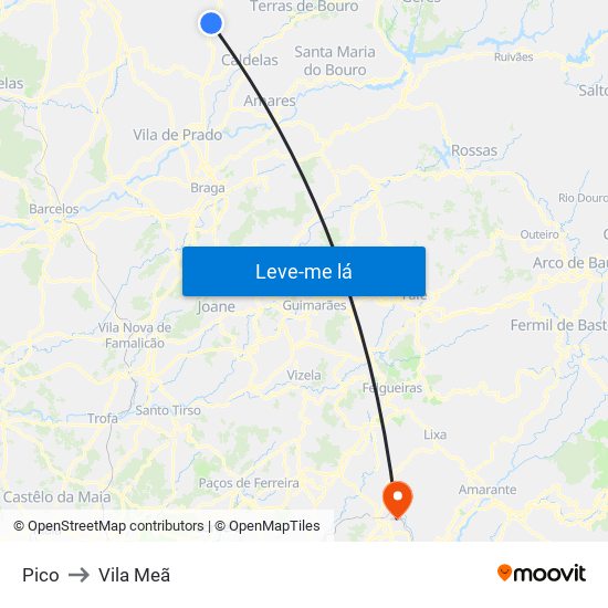 Pico to Vila Meã map