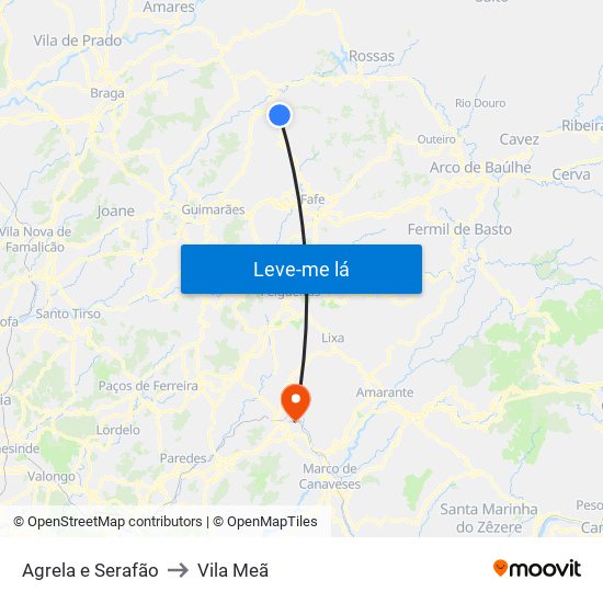 Agrela e Serafão to Vila Meã map