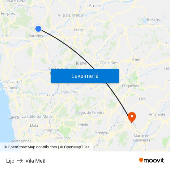 Lijó to Vila Meã map