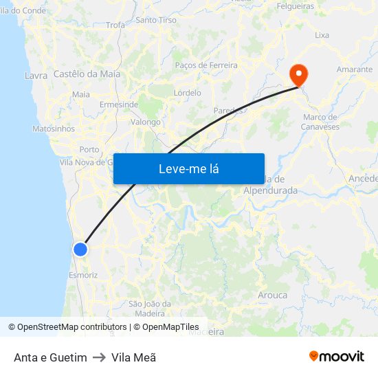 Anta e Guetim to Vila Meã map