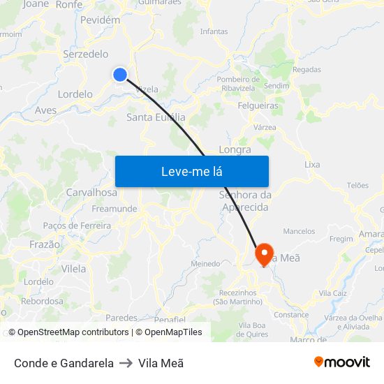 Conde e Gandarela to Vila Meã map