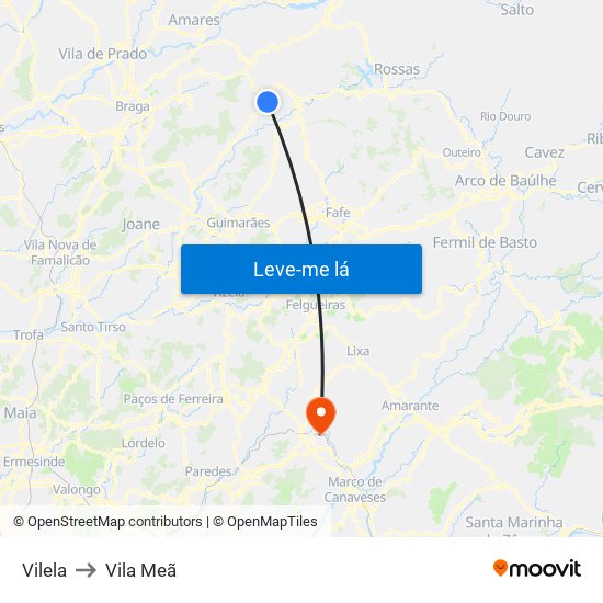 Vilela to Vila Meã map